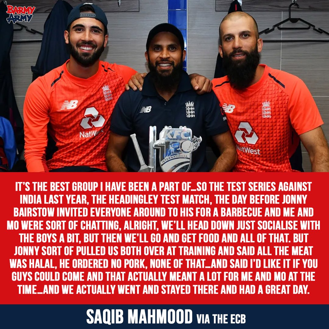 TheBarmyArmy's tweet photo. This is a lovely story from @SaqMahmood25 about how inclusive the England team is ❤️ https://t.co/GZkhuZqDSM