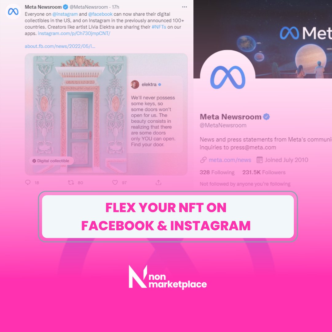 Now you can flex your expensive JPEG on Facebook &amp; Instagram. 💪

- NON Reporter

#web3 #NFT #NON #facebook #Instagram