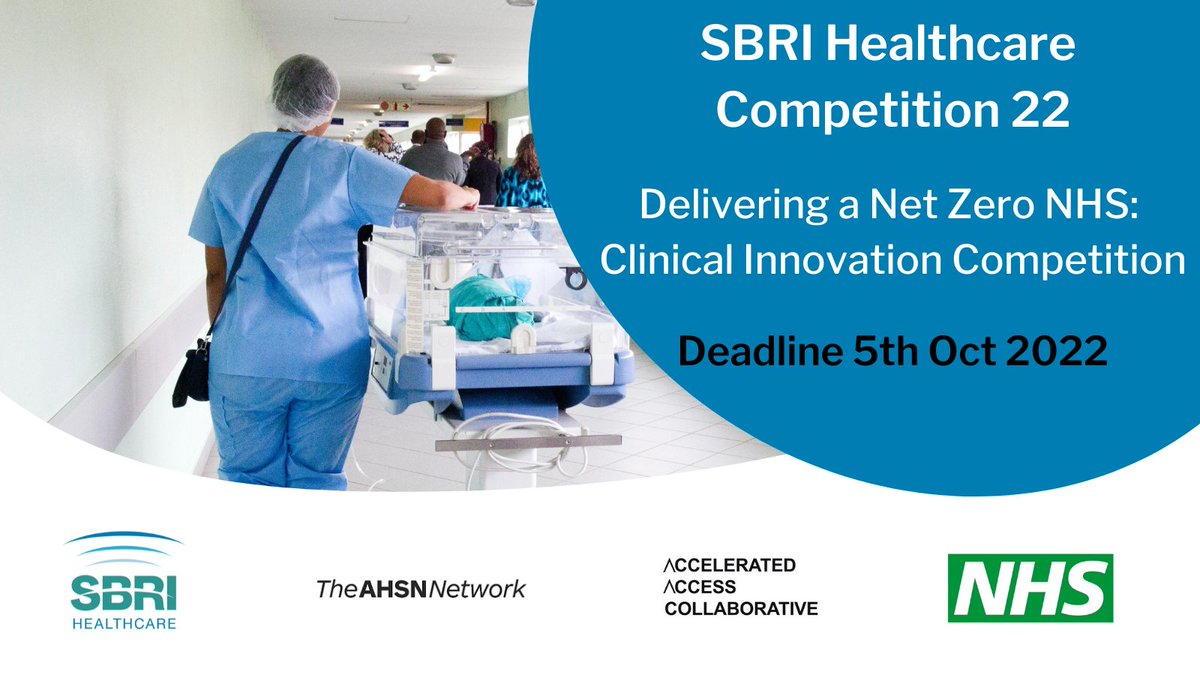 The deadline for applications for our 'Delivering a Net Zero NHS: Clinical Innovation' Competition is 5 October. For help with your application and all the details visit: sbrihealthcare.co.uk/competition/sb… #sustainability #greentech #GreenerNHS @AACinnovation