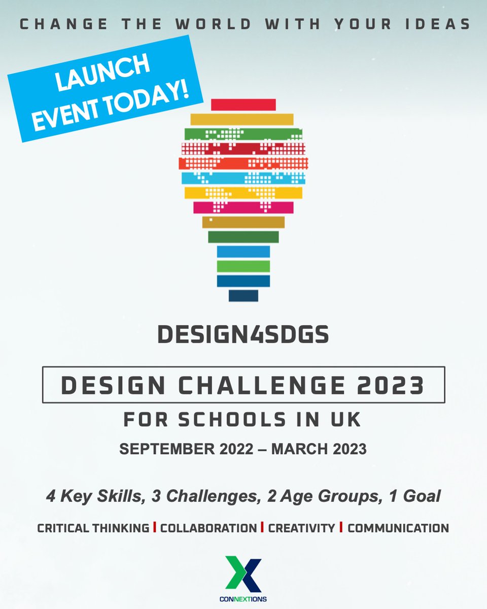 Finally here! Thrilled to be launching the inaugural #Design4SDGs Design Challenge with @Bett_show to promote students ages 9 - 14 to generate solutions for @UN #SDGs Drop me a message if you want an invite, it kicks off on zoom at 12.15pm, lasts 30 minutes.Feel free to share/RT