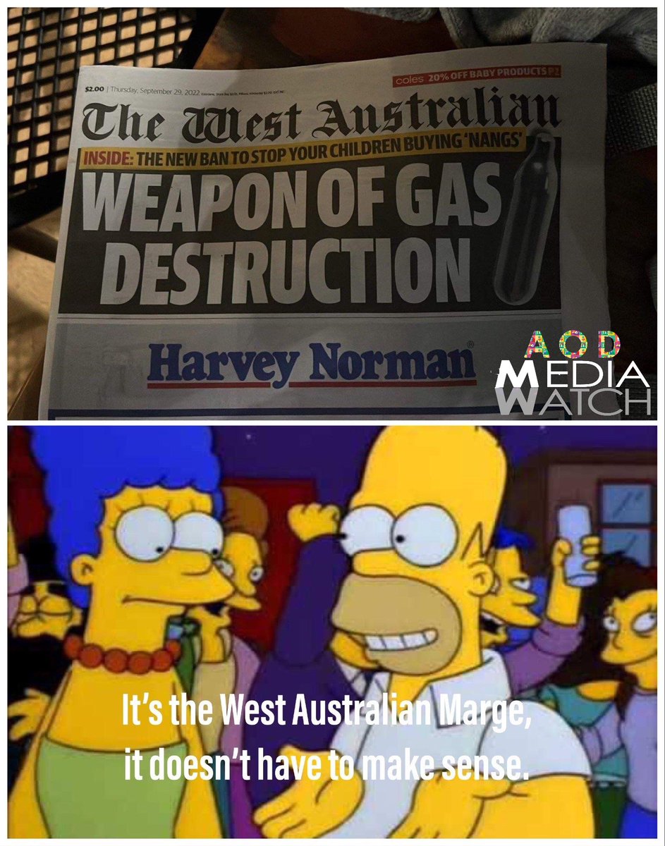 AODMediaWatch's tweet photo. Yesterday's headline in the @westaustralian
#nangs #AODMediaWatch https://t.co/eJmoTDB1Je