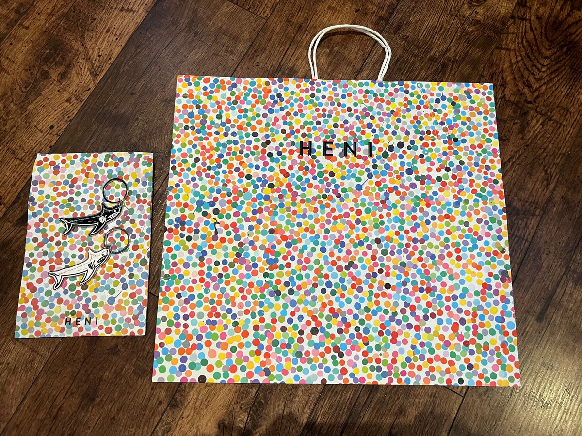 New merch alert … well new Dots Dots Dots carrier bags to carry merch in, or to ask them to place them in a different bag like I did.

<a href="/HENI/">HENI</a> <a href="/hirst_official/">Damien Hirst</a>