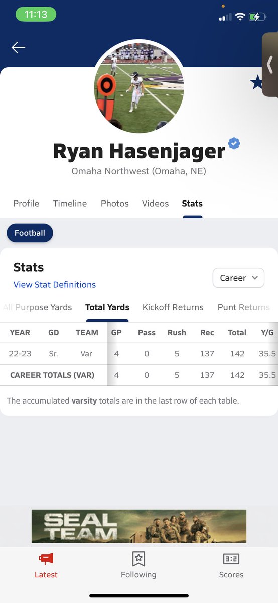 RyanHasenjager's tweet photo. Here’s my stats for the season so far. Definitely room to improve in 4 more weeks!! @CSAPrepStar https://t.co/zoRqFe6Mo3