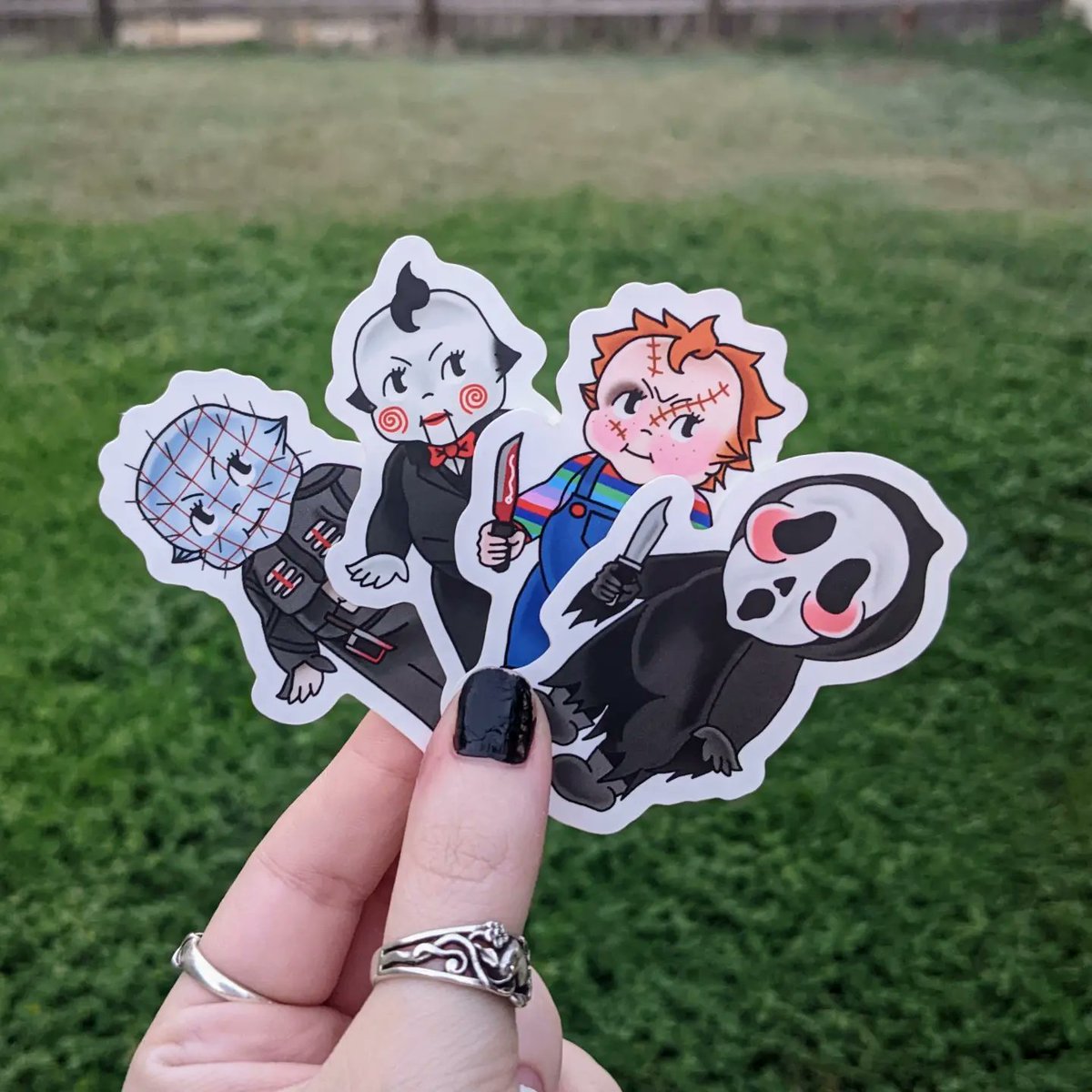 StaySunkMeg's tweet photo. Halloween is here and so are my 2022 Halloween stickers! Creepy kewpies are available now 🔪🎃

https://t.co/EmZc0lBh7R https://t.co/cWBHehekBO