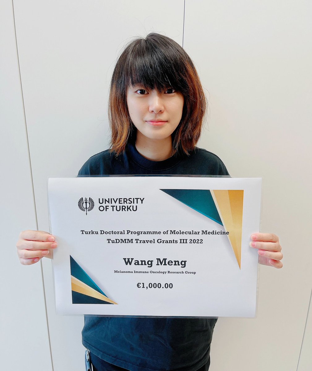 miorg_'s tweet photo. Our Ph.D. student, Mona, has just been awarded another grant: this time the competitive Travel Award from the Turku Doctoral Programme of Molecular Medicine!😃💪✨👏🏻👏🏻🎉🍾
Way to go, Mona!! #progress #development #CancerResearch #loorg #miorg #phdlife https://t.co/z8Z1PEB6Ur