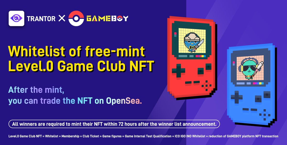 TrantorDAO's tweet photo. 🔥#Trantor is thrilled to partner with @GameBoyNFTs for this exciting whitelist #giveaway! 

😍100 WLs for freemint NFTs up for grabs!!! 

🔗https://t.co/HVVp8kzLP8 

🚀Stay tuned for more surprises to come on Trantor platform! 

#Web3 #NFT #FreeMint https://t.co/bb3Ptj8zIg