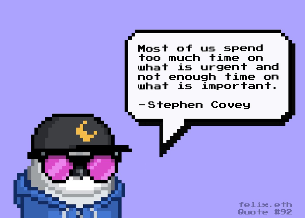 TheFelix's tweet photo. Day #92
Important > Urgent
Stephen Richards Covey was an American educator, author, businessman, and keynote speaker. His most popular book is The 7 Habits of Highly Effective People.
#wisebird https://t.co/btDCBBFiOp