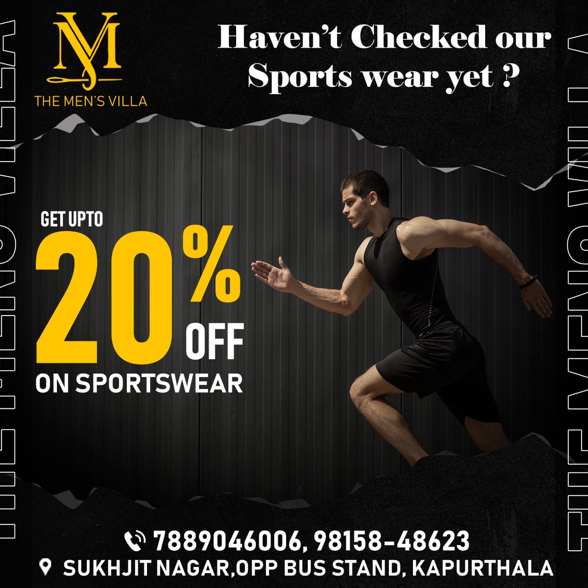 Have you checked our sportswear?
Get up to 20% off on sportswear from #themensvilla

OFFER VALID FOR A LIMITED TIME!
Shop Now!

#themensvilla #menswear #menssportswear #sportswear #specialoffer #gymfreak #sportsfashion #fashion #mensfashion #trendywear #menssport #fashionicon