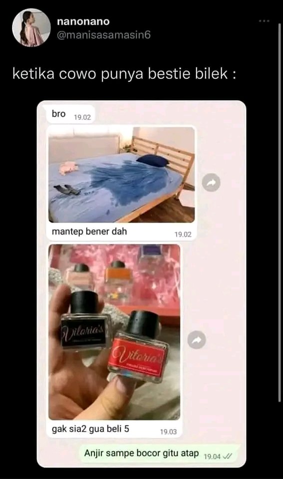 pridiw's tweet photo. Kukira cupu ternyata suhu🤣😭
Bisa bisanya sampe banjir gitu, ternyata pakai ini 👉 https://t.co/eZrw4cY5AF

#Reyhan #doggy #RizkyBillar #JasMerahBiadabnyaPKI #G30SPKI #FIFA23 #JISOOxDiorPFW #KDRT #MinyakRasaAir #ByeShopee #Adipursh #SECRET_NUMBER #BoycottShopee #Asakaa https://t.co/ROvnc7nAcM