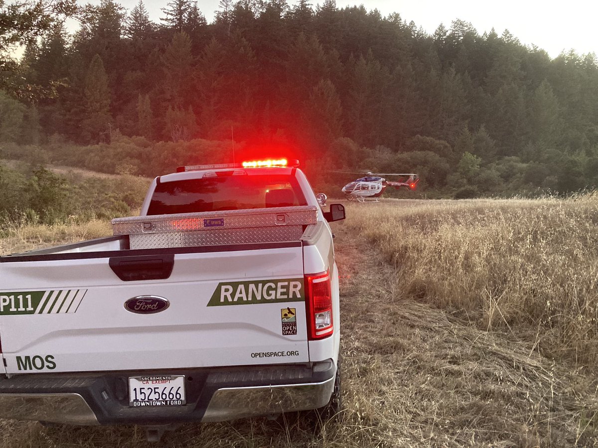 MidpenRangerPOA's tweet photo. (2 of 2) Teamwork across agencies to rescue this @MidpenOpenSpace visitor.  Great work @StanLifeFlight, @CALFIRECZU, @SCCEMSAmbulance , and #MidpenRangers https://t.co/S4VKtYpQW4