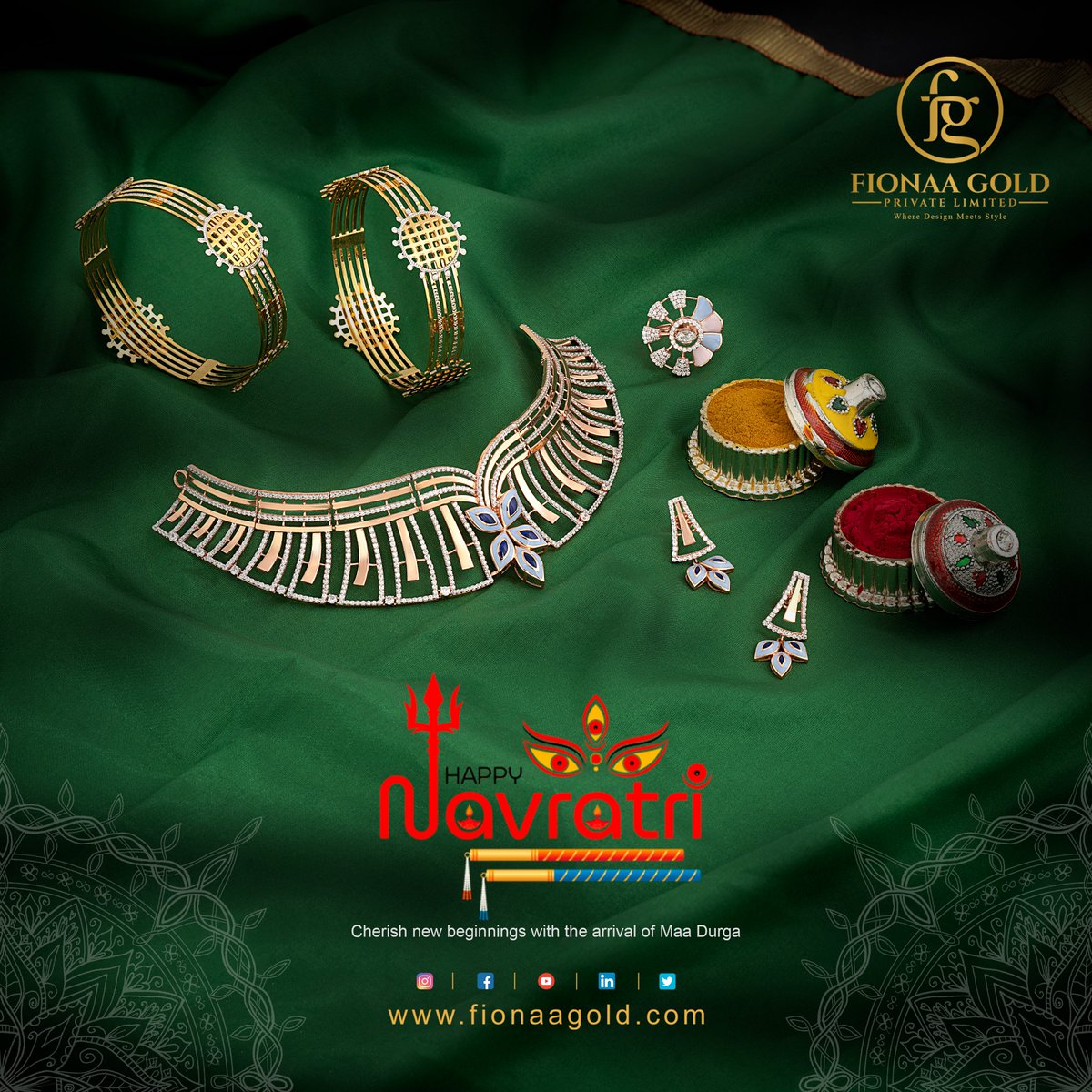 FionaaGold's tweet photo. Day 5
- Green is a colour of new beginnings and growth.
May Maa Durga bless you all with abundant happiness, wealth and great health.
#fionaagold #fionaabangle #navratri #colourgreen #greenclolour #green #garba #dandiya #maadurga #devimaa #ninenights #abundance #health #wealth https://t.co/OYpuqiaDCe