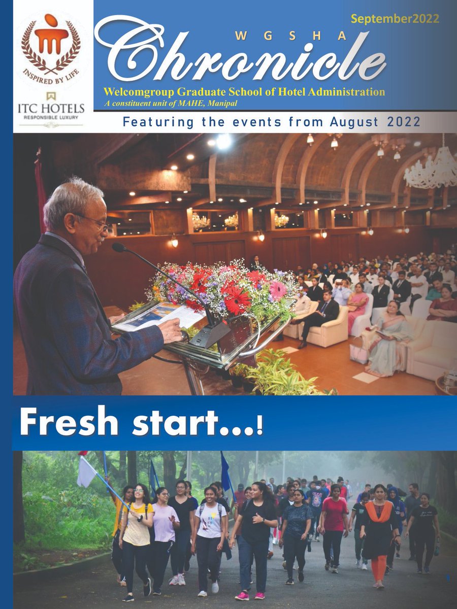WManipal's tweet photo. https://t.co/u7IkOc2tGy

#WGSHANewsletter #Chronicle #September2022
Have a look on news concerning the activities held at #WGSHA in the month of August 2022
Happy reading!

#NEWS #Newsletter #hotelmanagement #culinaryarts #hospitality #Masterprograms #UGPrograms #MAHE #Manipal https://t.co/SKIUHmhuO3