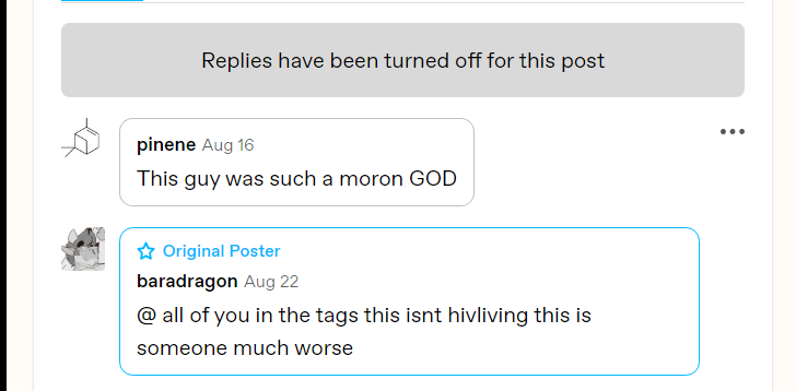 HypnoKinkMutt's tweet photo. .@Tumblrsupport Here's @/baradragon and @/pinene contradicting themselves & chatting about how awful people can be on social media, along with some of what they had to say about a 60-y.o. queer with AIDS and 9/11-connected PTSD. #Brigading #TumblrHate #hypnokinkdoggo https://t.co/QkBpoC4R6r