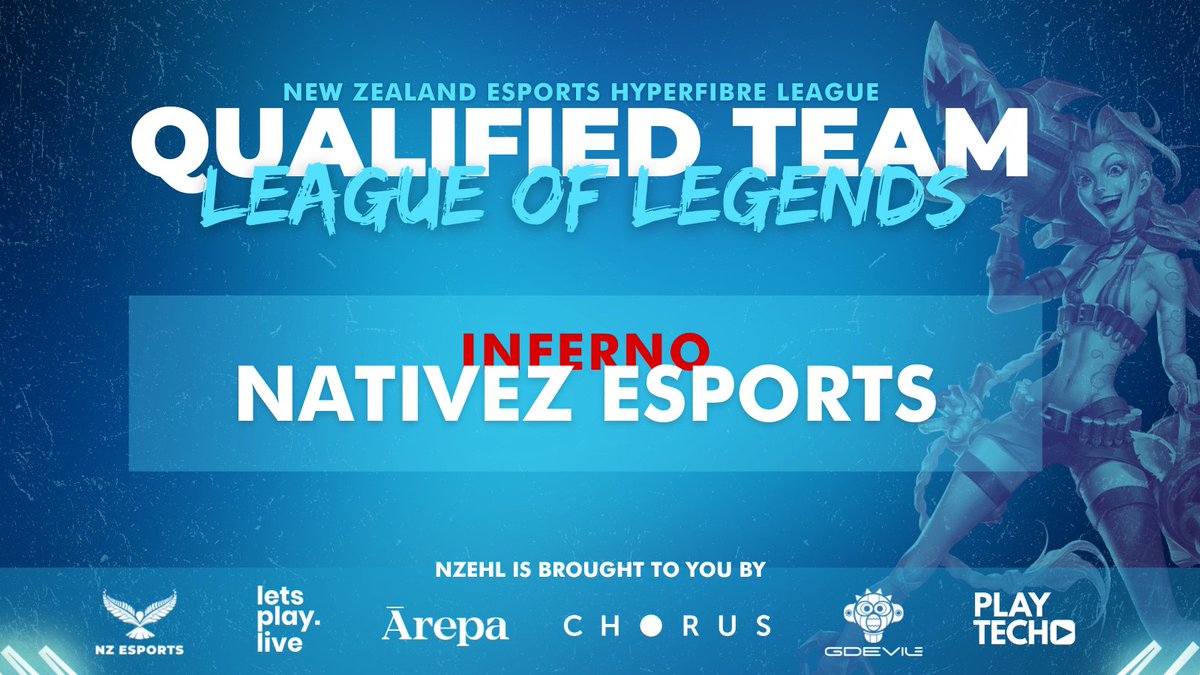 NZ_Esports_'s tweet photo. Congratulations to @EsportsNativez, who qualified for the #NZEHL finals and will rep #Inferno🔥 live at Sky City Theatre, 7 - 9 Oct!

Experience esports and watch them compete against the top #LoL teams for the NZEHL champion title 🏆

Grab your tickets 👉 https://t.co/PO5jKME5wD https://t.co/kErhMFEeHX