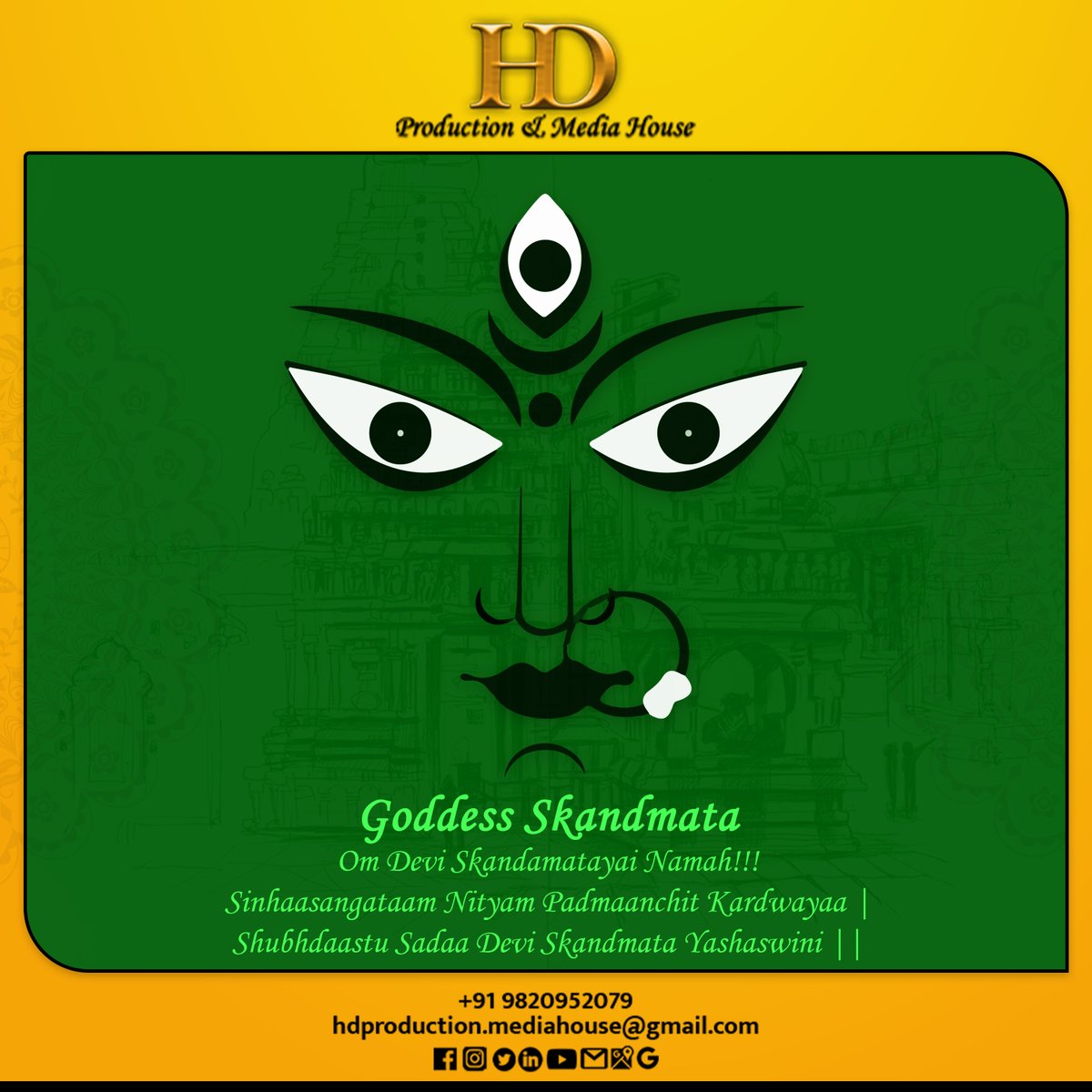 rHighDefinition's tweet photo. Goddess Skandmata
. 
Om Devi Skandamatayai Namah!!!
Sinhaasangataam Nityam Padmaanchit Kardwayaa |
Shubhdaastu Sadaa Devi Skandmata Yashaswini ||
. 
Meaning: Skandmata, who rides on Lion with Kartikeya, holds lotus in her two hands and Varmudra in one hand, be propitious to me. https://t.co/sb1D4DS1TG
