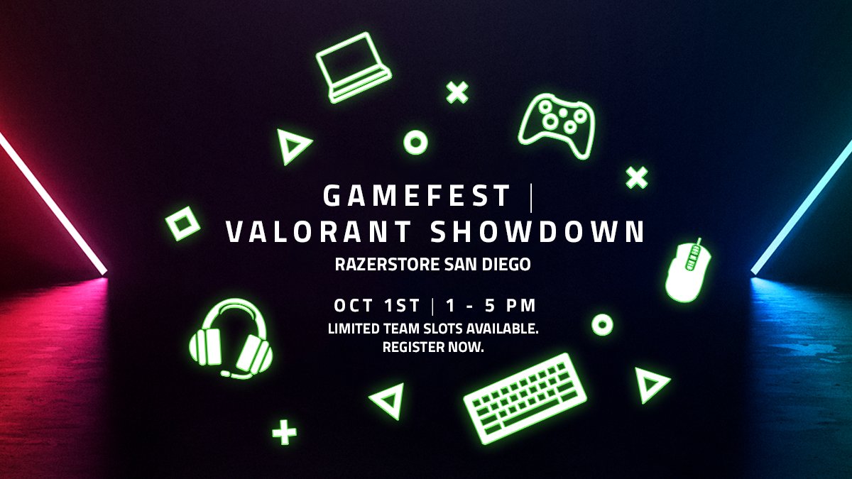 RazerStore's tweet photo. THEREโS ONLY 3 DAYS LEFT UNTIL #RazerStoreGameFest in San Diego ๐ Just in case youโve not RSVP yet, be sure to join us for a day of fun with Apex Legends, Razer SWAGs and @tritonesports & @tritonvalorant's VALORANT Finals! ๐ โ
Don't miss out โฌ๏ธโ
https://t.co/zaIns59o3M https://t.co/Q94GOg4iZy