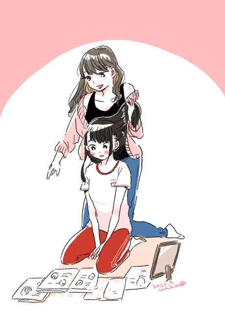 「アンタこの髪型とかも似合うと思うよ。これなら一人でもカンタンにできるし。」 #落書き 
