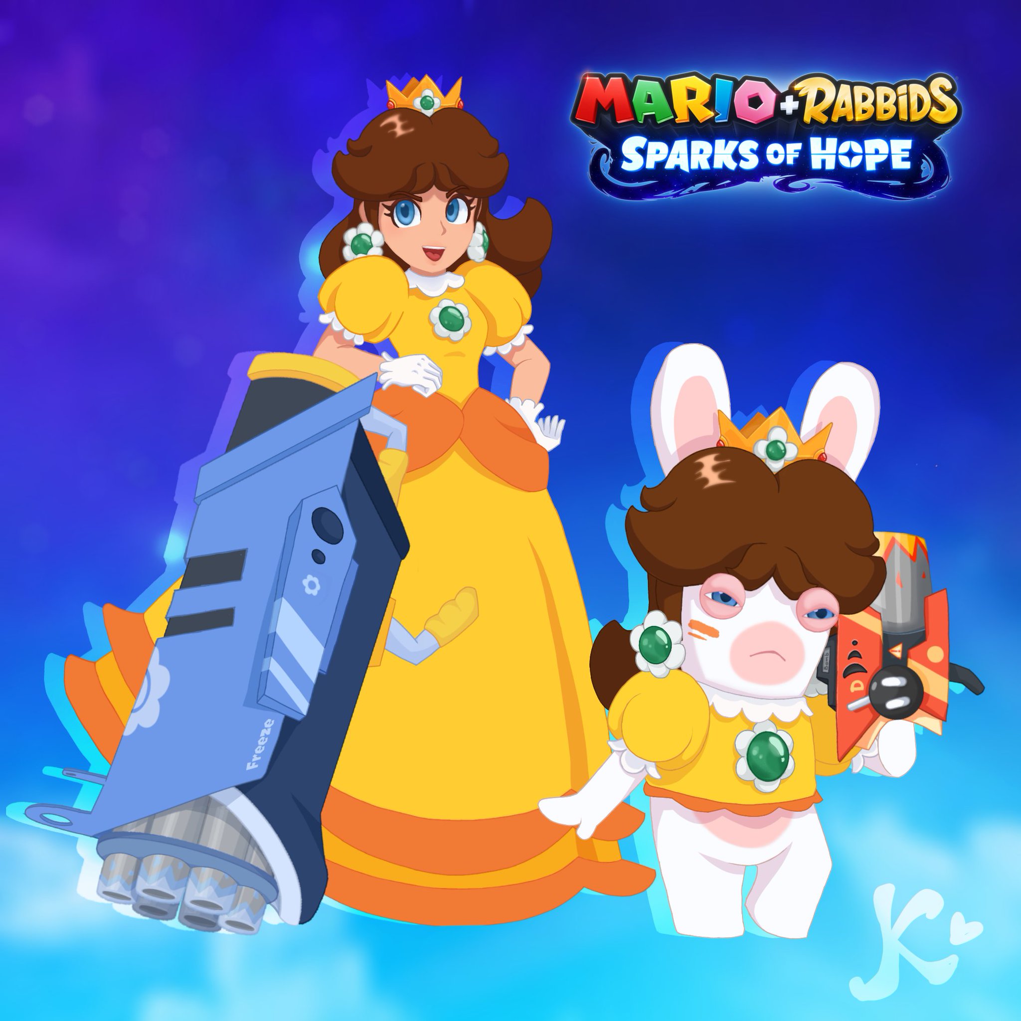 Keisha🌼• on X: Daisy is ready for the battle! With a new friend! Daisy  and Rabbid Daisy in sparks of Hope Fanart. 🌼🐰 #PrincessDaisy #MarioBros  #MarioRabbidsSparksofHope #MarioRabbids #Fanart t.cozS6734eYtG  X