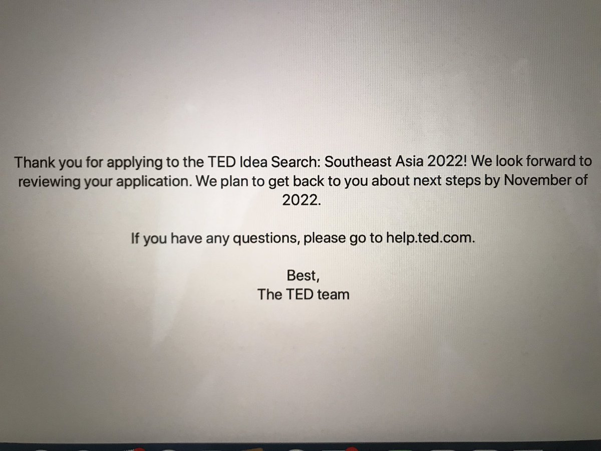 EmceeAble's tweet photo. 1st step towards applying to be on @TEDTalks is done!!! Feel accomplished Jabu my planned to do this since 2021. Deadline is Sept 30th at 11:59pm ET for Southeast Asia global idea search. #tedtalk #ideasearch #deadline https://t.co/I2v4c8ZNEt