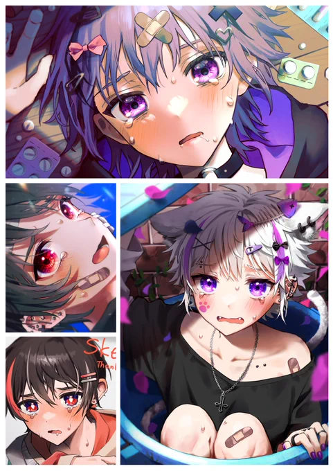 地雷系きらきらショタ💜🖤🤍
#今月描いた絵を晒そう 