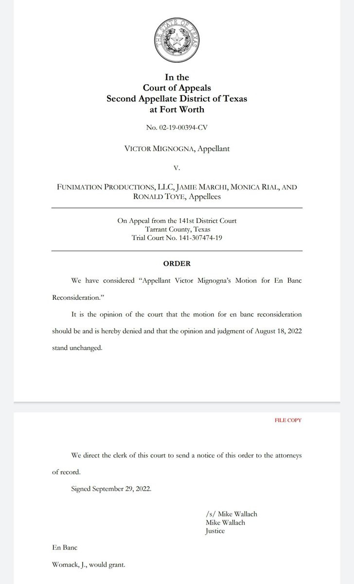 TheDebbieMia's tweet photo. New Vic Mignogna filings ~☆

Motions denied. https://t.co/a1md511aBD