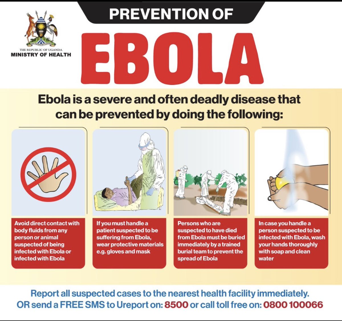 DianaAtwine's tweet photo. Facts sheet on Ebola.
1. There’s no need to panic. Uganda has developed capacity over the years to deal with Ebola among other infectious diseases.
2. Arm yourself with the facts below to stay safe as we fight to win this Ebola outbreak. https://t.co/byLmusixYf