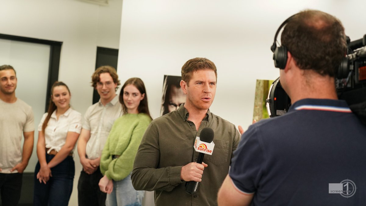 Screenwise's tweet image. #FlashbackFriday to the time Sunrise visited Screenwise and we took Sam Mac for a ride using our green screen🚀.