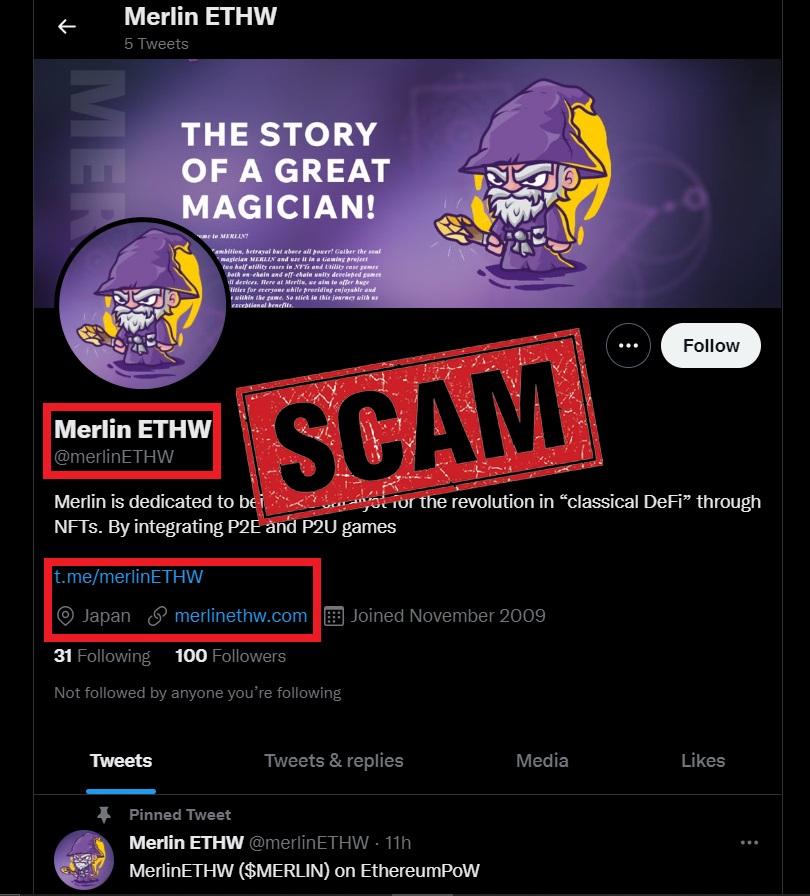 Merlin NFT tweet media