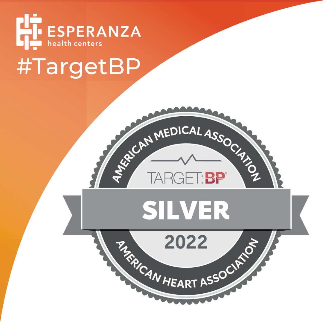 EsperanzaHealth's tweet photo. 🥈 Esperanza is proud to have been recognized by the @American_Heart and @AmerMedicalAssn with a Silver level achievement award. By working together, we can continue to improve our country’s current blood pressure control rate. #TargetBP https://t.co/PKmOt5nur1