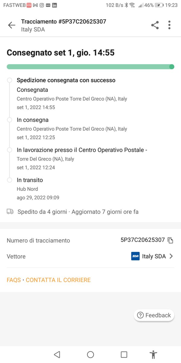 albertocivitell's tweet photo. Mi sono rassegnato. Il pacco é sparito alla Posta di Torre del Greco. LADRI E, TUTTI COMPLICI. Pacco sdoganato il 29 Agosto a Milano preso in carico da SDA. Consegnato il 1 settembre. Ma io non ho mai ricevuto NIENTE. Basta VERIFICARE REGISTRO USCITE. https://t.co/3dZpHPez7V