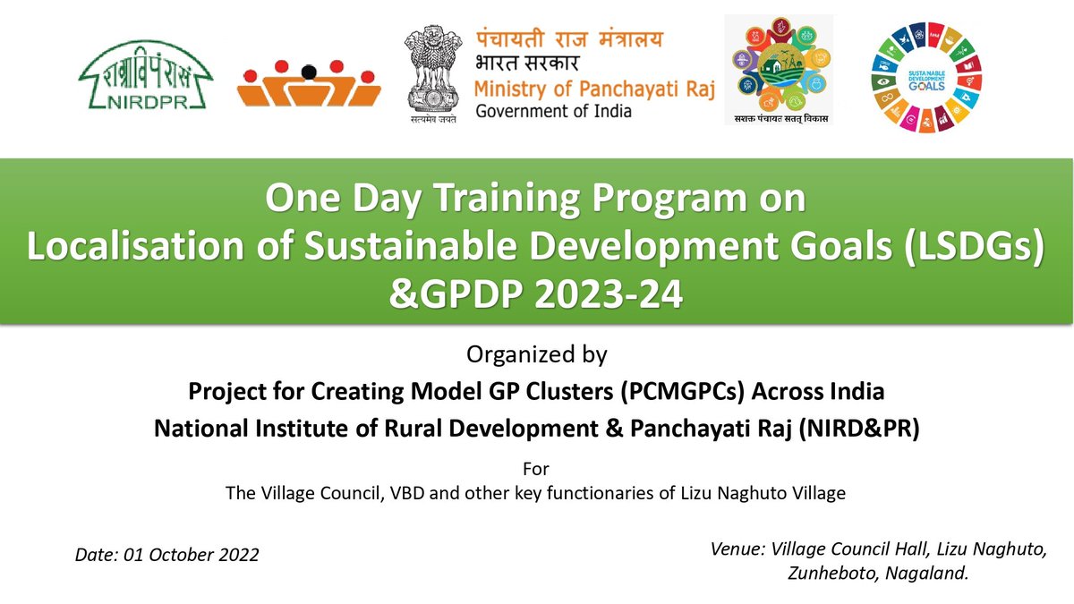 ArunimaMarkose's tweet photo. One Day Training Program on Localisation of SDGs and GPDP 2023-24
#leftnoonebehind #Agenda2030 #SDGs #LSDGs
@mopr_goi @NIRDPR_India @MyGovNagaland @NSRLM2 @UNDPtech @NagalandSdgcc @dipr_nagaland https://t.co/lhxObNkI8r