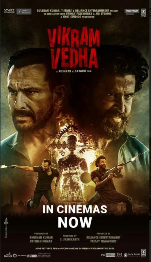 ShubhasreeSark3's tweet photo. #VikramVedha OUT Now!!! 
You can never guess what happens till the very end! Filled with Swag, Action, thrill &amp; Suspense!! 🔥🔥🔥 https://t.co/JrWPMwZo9D