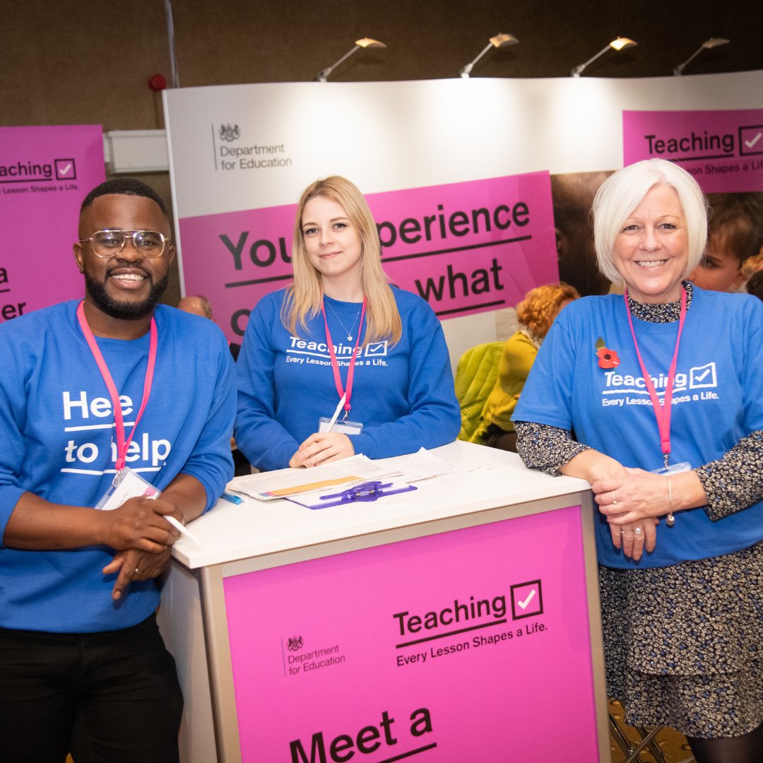 Thinking of teaching? Talk to teachers, course providers and people like you at one of our Get Into Teaching events this November.

Drop in any time for presentations, one-to-one chats or to meet like-minded individuals.

Find an event near you: getintoteaching.education.gov.uk/events/about-g…