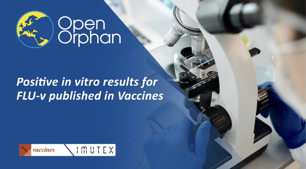 Open Orphan (@openorphan) on Twitter photo Positive #data from a peer-reviewed study evaluating the in vitro efficacy of FLU-v, <a href="/ImutexLtd/">IMUTEX Ltd</a> broad spectrum #influenza #vaccine candidate, has been published in the scientific journal <a href="/Vaccines/">@Vaccines | You</a>.
Learn more:
londonstockexchange.com/news-article/O…
#HVO #Imutex #Flu #ORPH Positive #data from a peer-reviewed study evaluating the in vitro efficacy of FLU-v, <a href="/ImutexLtd/">IMUTEX Ltd</a> broad spectrum #influenza #vaccine candidate, has been published in the scientific journal <a href="/Vaccines/">@Vaccines | You</a>.
Learn more:
londonstockexchange.com/news-article/O…
#HVO #Imutex #Flu #ORPH