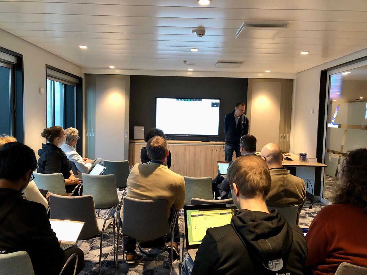KvarkenSpaceEco's tweet photo. So begins the closing seminar of #KvarkenSpaceEco #project onboard #AuroraBotnia. Jaakko Yliaho leads us to a discussion of Space Data Lab at @UniVaasa. Our satellite ground station is a part of that lab. #interreg #BotniaAtlantica #WasaLine #Kvarken #crossbordercollaboration https://t.co/klKNxuvHg6