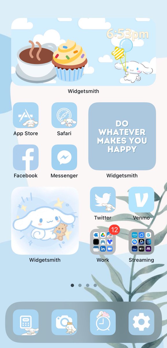annnooyen's tweet photo. 2 years later: Loved the Ghibli theme but needed to change things up! Totally in love with my new widgets, I keep geeking over the icons 🤩🥰 #cinnamoroll-inspired 🌀☁️☕️ https://t.co/QQsex32Fa8