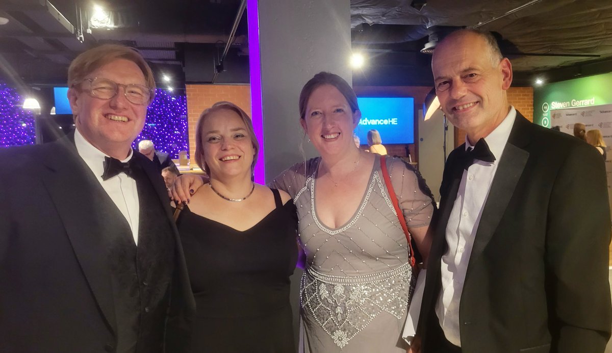 alexgspiers's tweet photo. What a night at Anfield! #creativeHE gang looked fab as we won the #CATE22 award. Well done @AdvanceHE for a special evening celebrating excellence in teaching in HE. Feeling fortunate to work with amazing people. Thanks @GordonCE @stellaekebuisi for the support https://t.co/Wn08gnuHw0