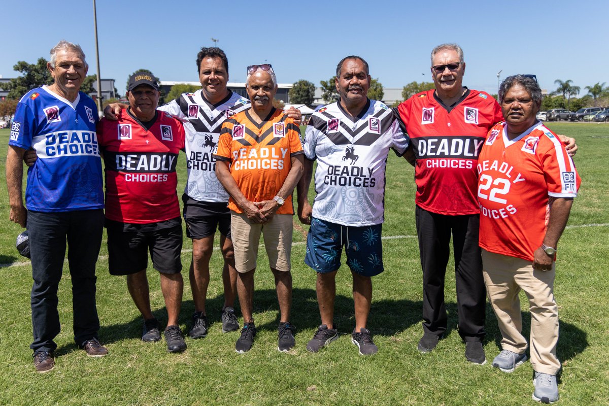 Deadly to have footy legends David Collins, Jamie Sandy, Norm Clark, Neil Appo, Des Lea, Ricko Hill and Steve Renouf in our new Brisbane Rugby League shirts in support of men's health at the QMC! Score your own when you get a 715 Health Check at your local participating clinic.