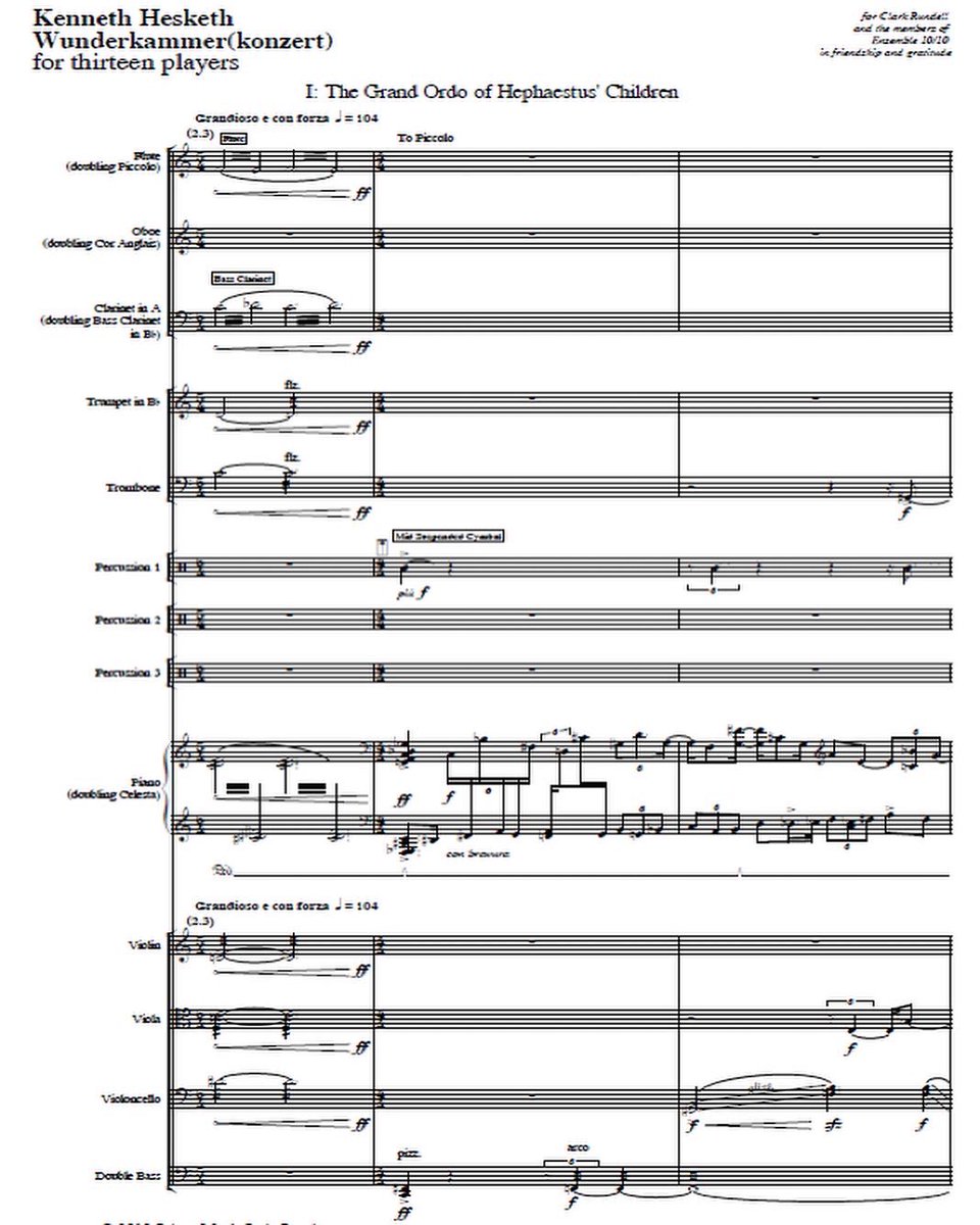 krhes's tweet photo. Wunderkammer(konzert) for thirteen players (2008)
I: The Grand Ordo of Hephaestus' Children (extract)
#largechamberensemble #Contemporary #Wunderkammer #konzert
#originallyapianoconcerto #virtuoso #ClarkRundell #Ensemble1010
#NMC https://t.co/boiT3vVPm6