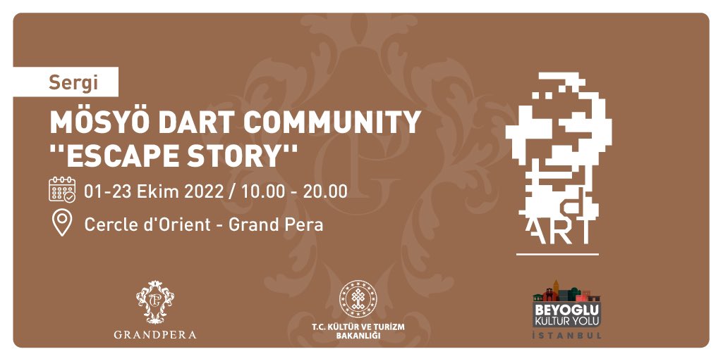 GrandPera's tweet photo. T.C. Turizm ve Kültür Bakanlığı tarafından düzenlenen Beyoğlu Kültür Yolu Festivali kapsamında Mösyö Dart Community, yıllardır verilen mücadelelere rağmen günümüzde devam eden Tarihi Eser kaçaklığına dikkat çektiği, “Escape Story” Nft Koleksiyonu’nu sanatseverlerle buluşturuyor. https://t.co/6d2frrIvmy