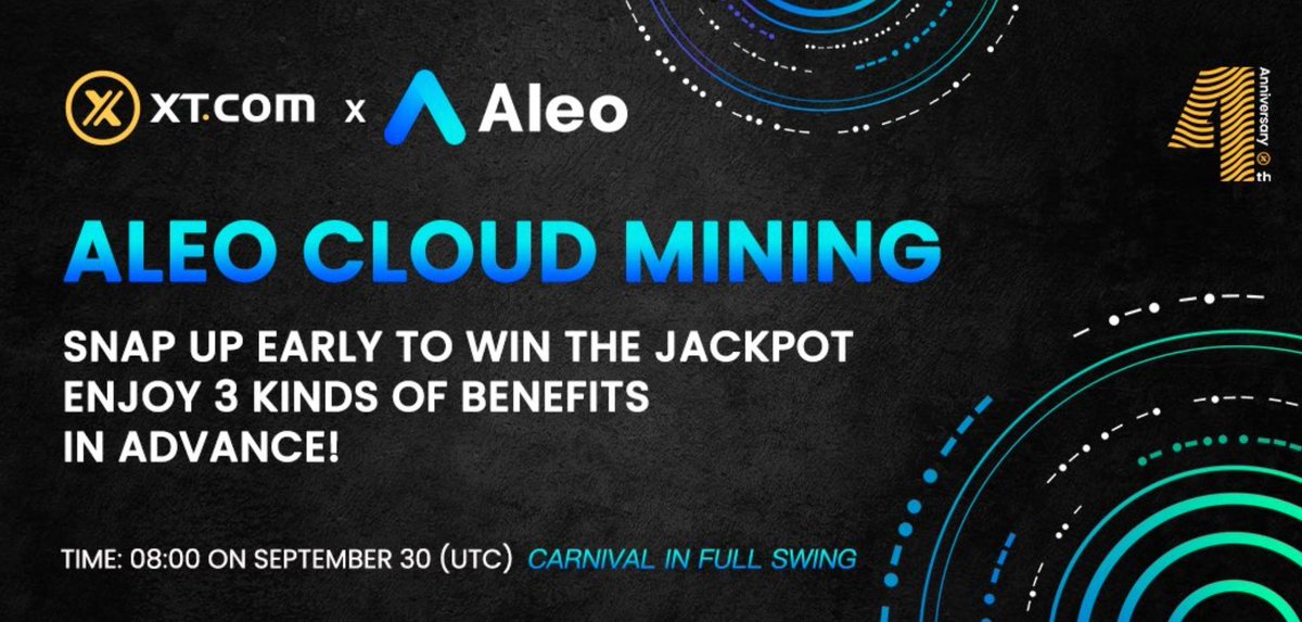 xtlaunchpad's tweet photo. ❓ ALEO Cloud Mining Sales Event and ALEO(IOU) Listing! 💰

⏰ When start: 08:00 on Sept 30, 2022 (UTC)

😻 Where to buy👉 https://t.co/3325moZg0X

XTStarter ALEO 0.2P👉 https://t.co/8xtZw8vzGN

Trade Aleo(IOU) 👉 https://t.co/YTQFUTxuI7

🍠🍠🍠 https://t.co/HZrBWEYW50