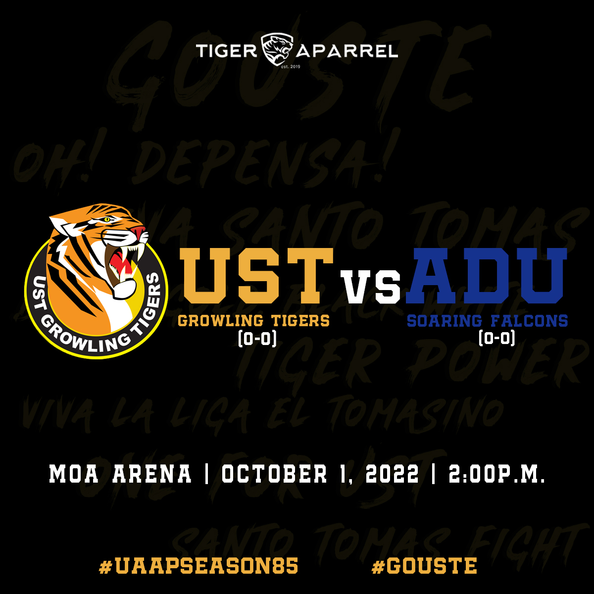 tiger_apparel's tweet photo. Catch the UST Men's Basketball Team season opener vs Adamson Soaring Falcon tomorrow at MOA Arena! 🐯

A Tiger win is a #UAAPS85TigerApparelGiveaway! Let's bring the sea of yellow back to MOA Arena tomorrow at 2pm! You may already get your tickets through https://t.co/xVvLePLNsq https://t.co/DTdKc8iiVj