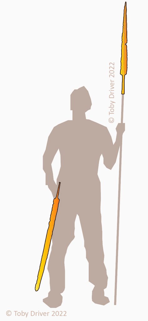 #FindsFriday Visualising the scale of Iron Age swords and spearheads from Llyn Cerrig Bach, Môn/Anglesey - a diagram for a forthcoming project. Both the great iron sword & longest iron spearhead measured over 70cms long 😬. Quite terrifying prestige weapons *click*