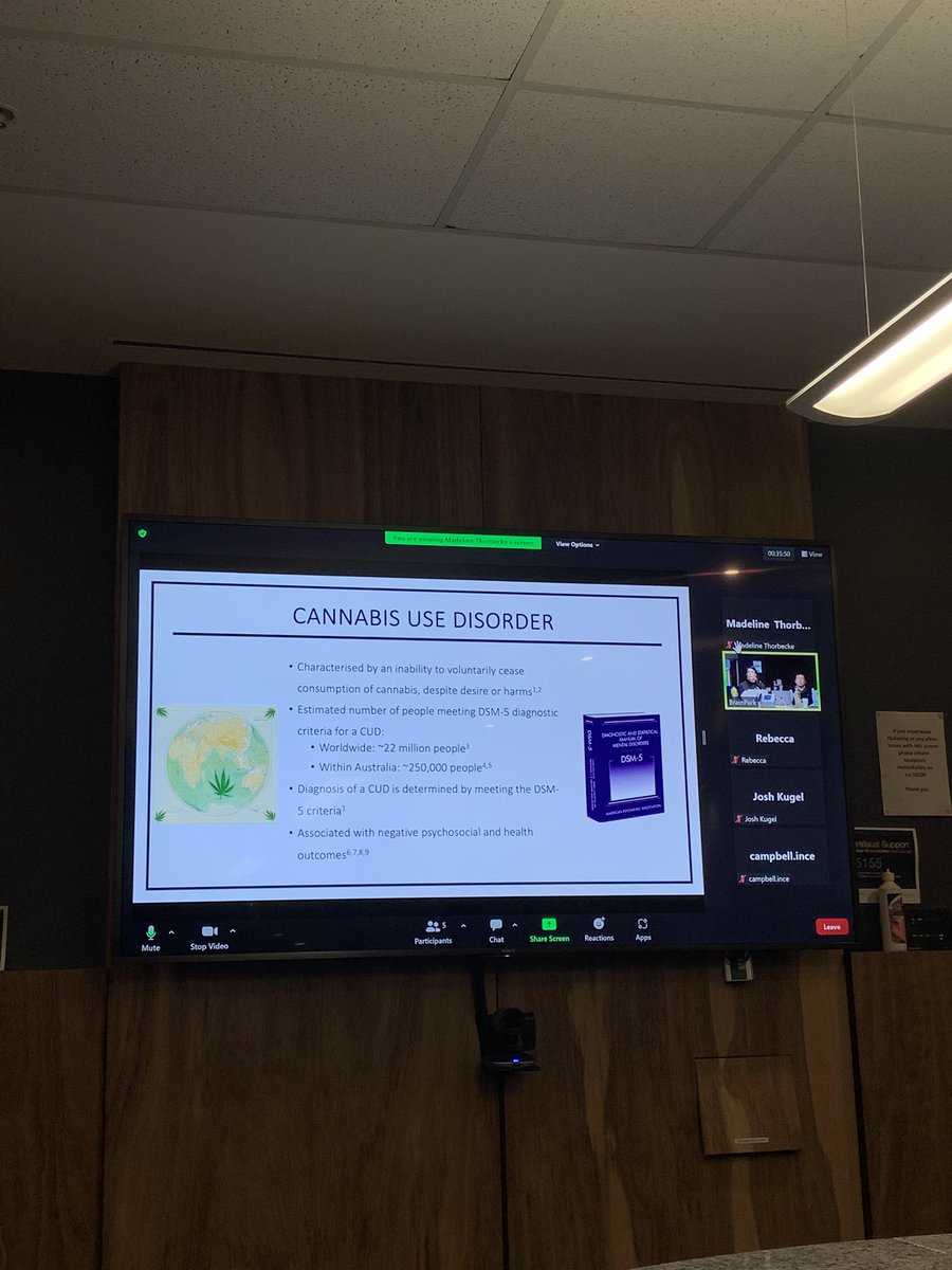BrainPark's tweet photo. This week at #BrainPark we had the pleasure of having @hann_thomson, a PhD candidate from our friends at @HBMRC_ACU 👋🏼! Hannah presented #fMRI findings on the brain changes involved in #cannabis use disorder and the potential use of #mindfulness in managing these effects. 🧘🏻♀️🍃 https://t.co/2Yb0B64nAF