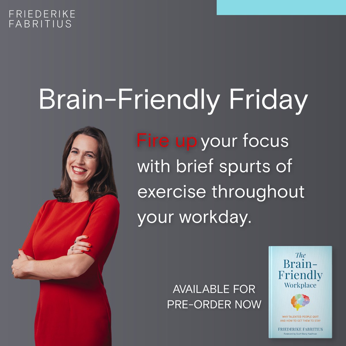 FriederikeFab's tweet photo. Feeling like to just can focus??? It's time to MOVE!!

Find out more in The Brain-Friendly Workplace 👉️https://t.co/Z3QJ4CCMZX 

#neuroscience #BrainFriendlyWorkplace #mindset #focus #brainhacks #neurosignature #brainscience #leadership #teamperformance @RLPGbooks https://t.co/YV6vxClVBa