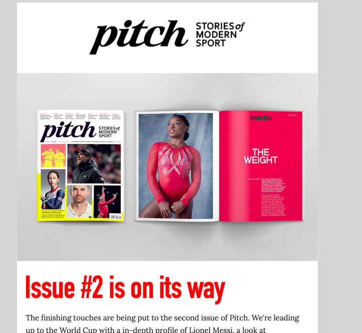 It's a newsletter from Pitch. You're welcome. 

mailchi.mp/pitch-mag/pitc…

Pitch Mag #2, fiendish quiz question, what's on in sport😊