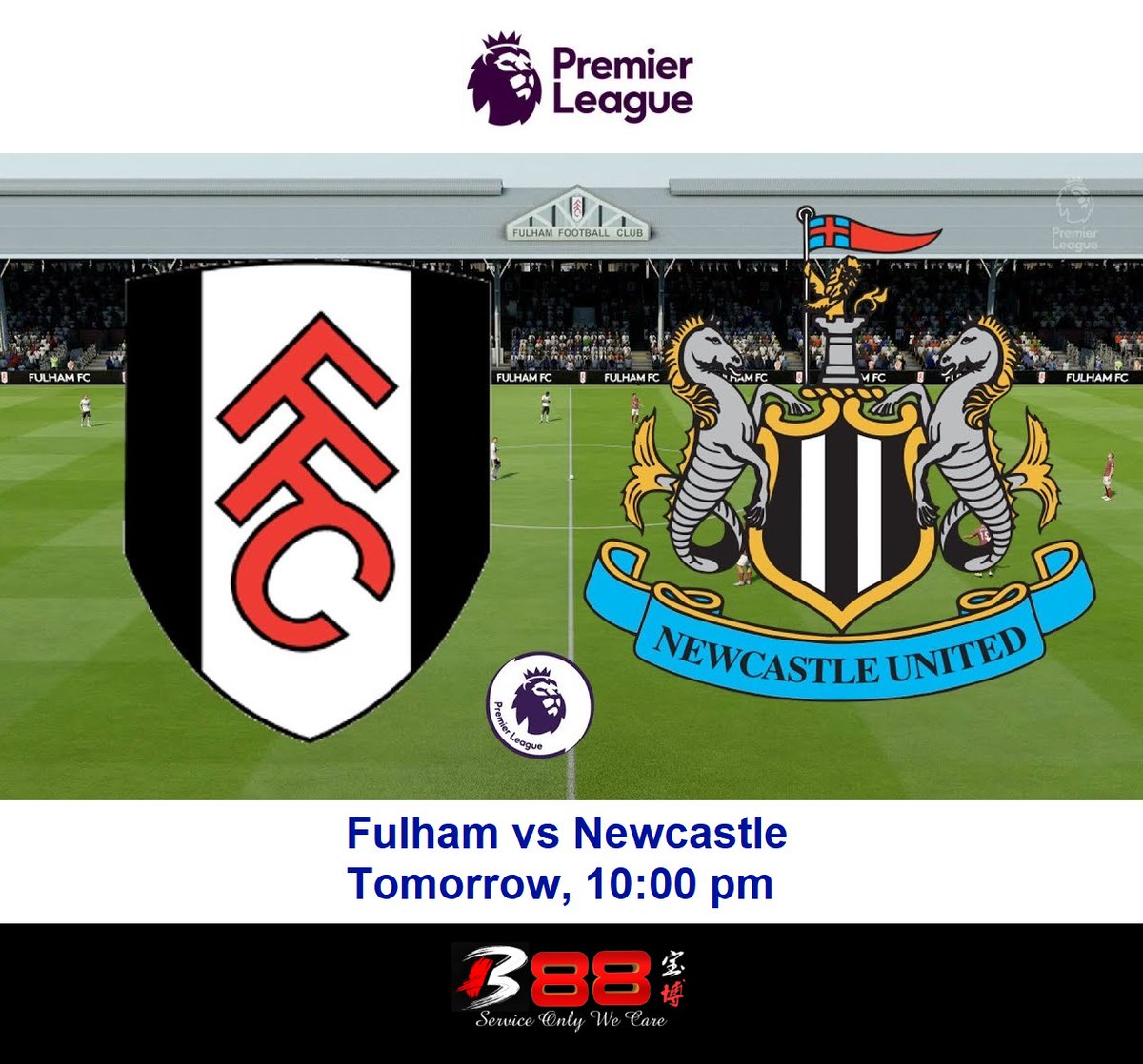 B88_Official's tweet photo. Premier League Game!⚽️
Fulham vs Newcastle, Tomorrow at 10:00 pm.
Which is your favorite team and win this game?
Let’s support your team at B88 now!
👉https://t.co/F7DrDyes4J
#B88 #OnlineCasino #Fulham #Newcastle #Sportsbook #SportsBetting #EPL #OnlineBetting #PremierLeague https://t.co/kyWbAxNttz