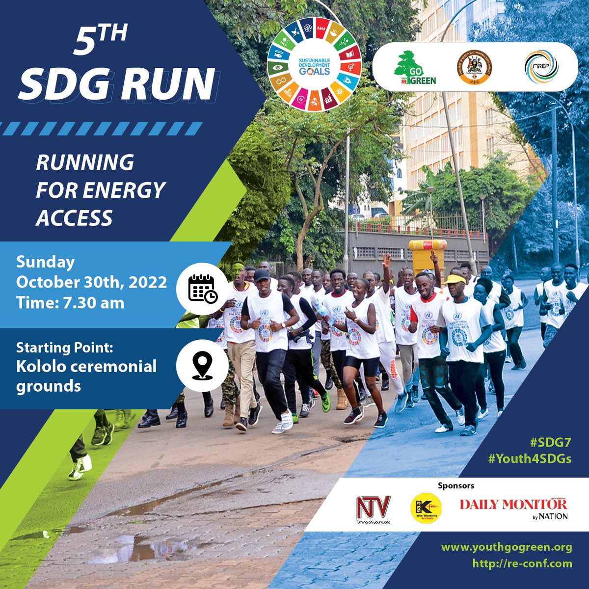 Don't miss! #5thSDGRun 30.10.22 at KololoGrounds. #Run4EnergyAccess #SDG7 @RMalango2021 @UNDPUganda @FAOUganda @queridoAntonioL @SusanNamondo @gloria_namande @MEMD_Uganda @RebeccaKadagaUG @Nrepuganda @brianisabirye @NicMukisa @OxfaminUganda @ShantyFrancis @GggiUganda @UNinUganda