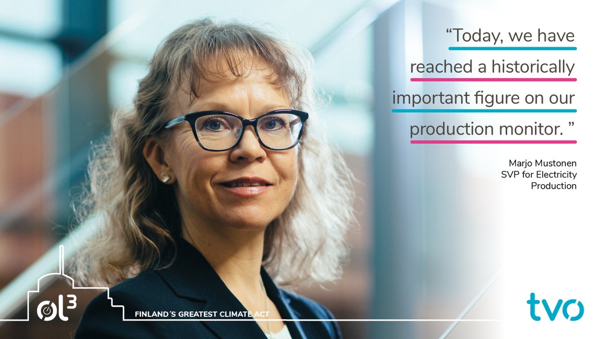 tvo_fi's tweet photo. #OL3 is at full power for the first time. “Today, we have reached a historically important figure on our production monitor. We will now focus on completing the tests according to the commissioning programme and reaching regular electricity production in December.” @marjomustonen https://t.co/3Zp6vQoXOv