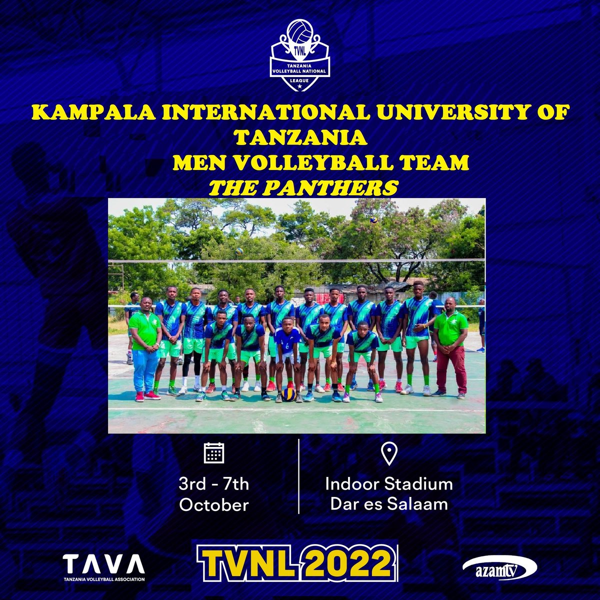 Tanzania Volleyball Federation (@tzvolleyballfed) on Twitter photo #TVNL#
Ijue KIUT Men Team iliyoanzishwa 2021 Chini ya Coach Msami na Captain Stalon
Mabingwa wa DAREVA 2022 na Washindi wa Pili One Africa Tournaments
Last 5 games results: WWWWL
Winning Chance: 80%ππ (bet kwa uangalifu
Infos
<a href="/magotimtani/">Eng. Magoti Mtani</a>
<a href="/azamtvtz/">Azam TV</a>
<a href="/JayleenRickie/">Jayleen π</a>
<a href="/Eddo142/">Eddo</a> #TVNL#
Ijue KIUT Men Team iliyoanzishwa 2021 Chini ya Coach Msami na Captain Stalon
Mabingwa wa DAREVA 2022 na Washindi wa Pili One Africa Tournaments
Last 5 games results: WWWWL
Winning Chance: 80%ππ (bet kwa uangalifu
Infos
<a href="/magotimtani/">Eng. Magoti Mtani</a>
<a href="/azamtvtz/">Azam TV</a>
<a href="/JayleenRickie/">Jayleen π</a>
<a href="/Eddo142/">Eddo</a>